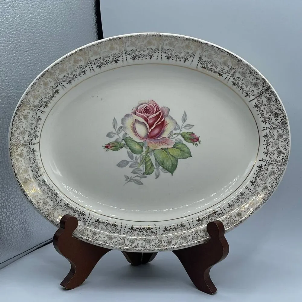 Salem China “Duchess Rose” oval serving platter.